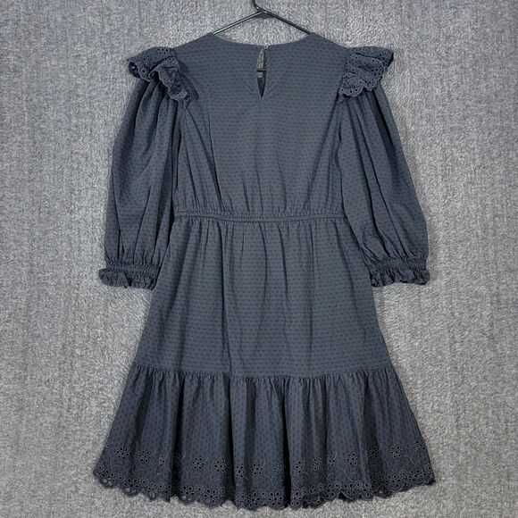 Universal Thread Dress Womens Large Black Eyelet Flared 3/4 Sleeve Knee Length - Picture 8 of 12